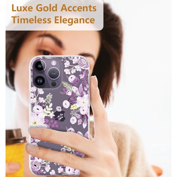 iPhone 12 Pro Max Case – Purple Floral w/ Gold Accents - NEW in box - Picture 3 of 8